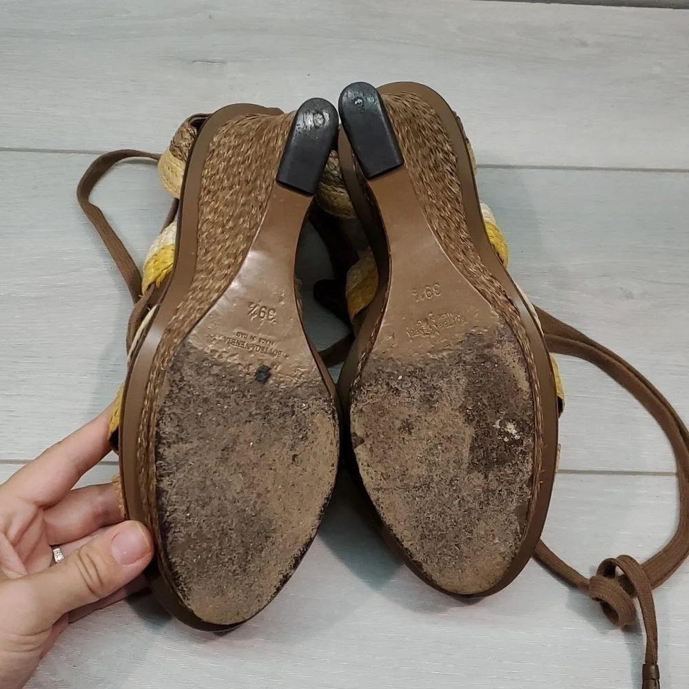 Bottega Veneta Womens Lace Up Wedge Sandals shoes sz 39.5/9.5